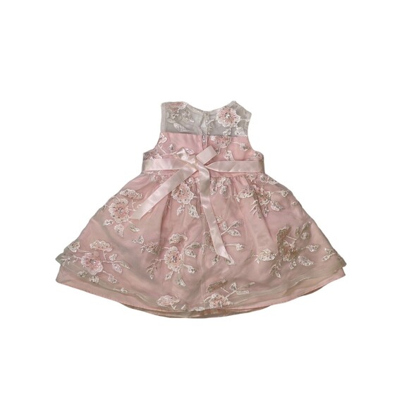 Rare Editions Toddler Girl 18M Pink Dress White Tulle Embroidered Sequins Layers - Picture 5 of 11